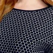 Black/Ivory 3/4 Sleeve Slash Neck Texture Spot Top