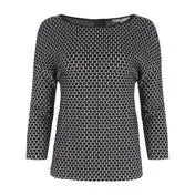 Black/Ivory 3/4 Sleeve Slash Neck Texture Spot Top