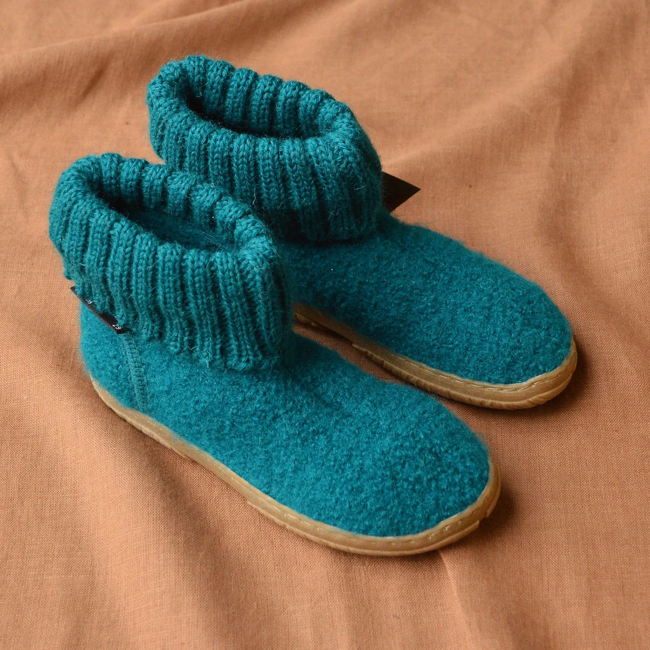 Boiled Wool Slipper Boots - Toni - Teal (Kids 23-35)