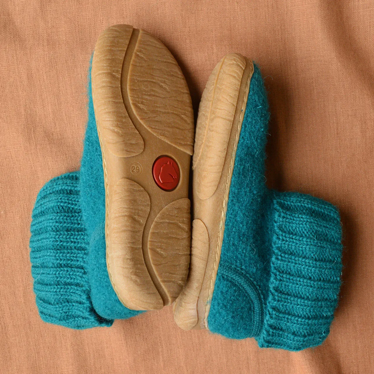 Boiled Wool Slipper Boots - Toni - Teal (Kids 23-35)