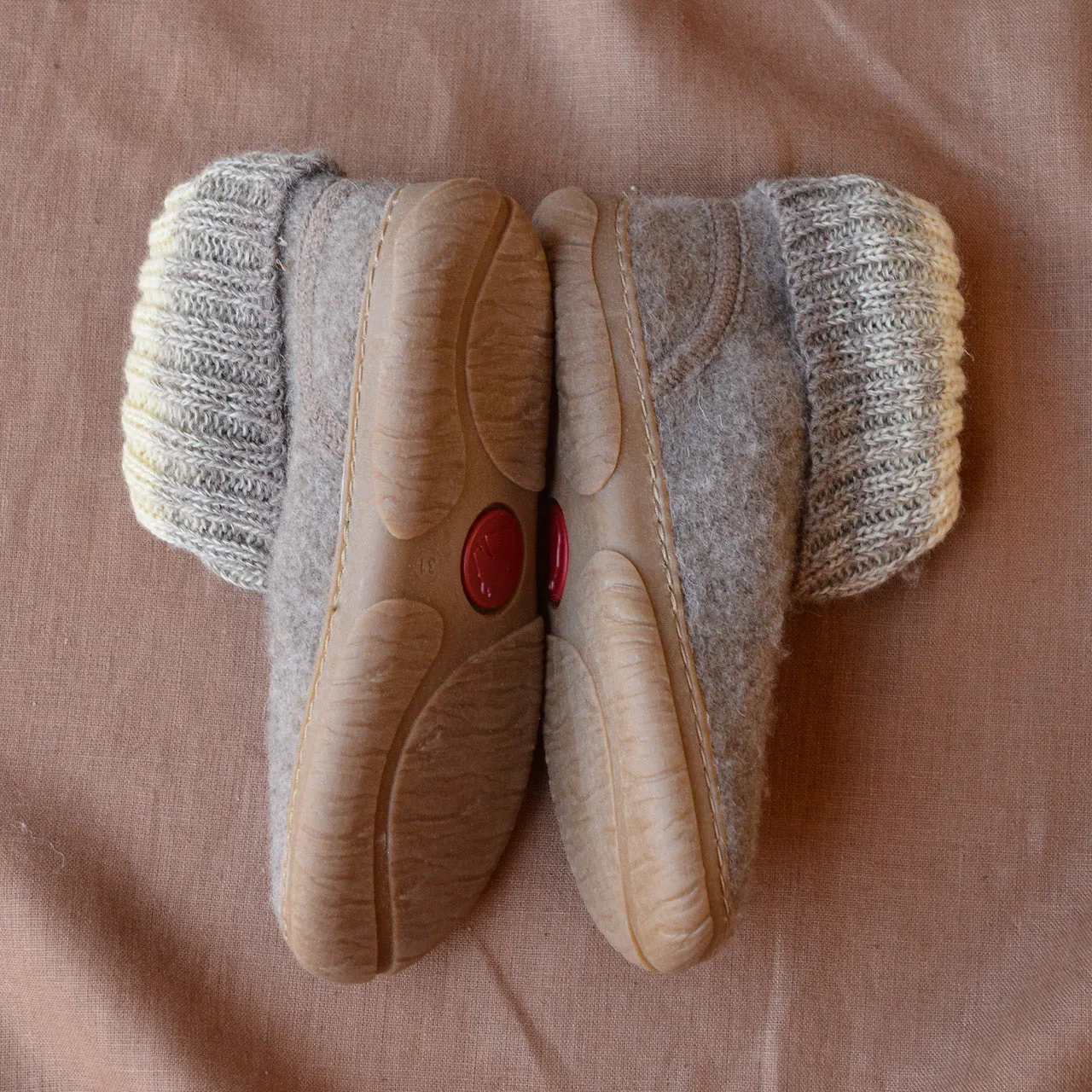 Boiled Wool Slipper Boots - Yuki - Taupe (Kids 23-35)