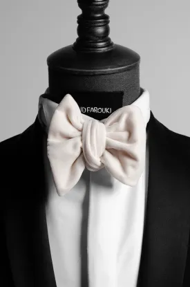 Bone white Velvet Bow Tie