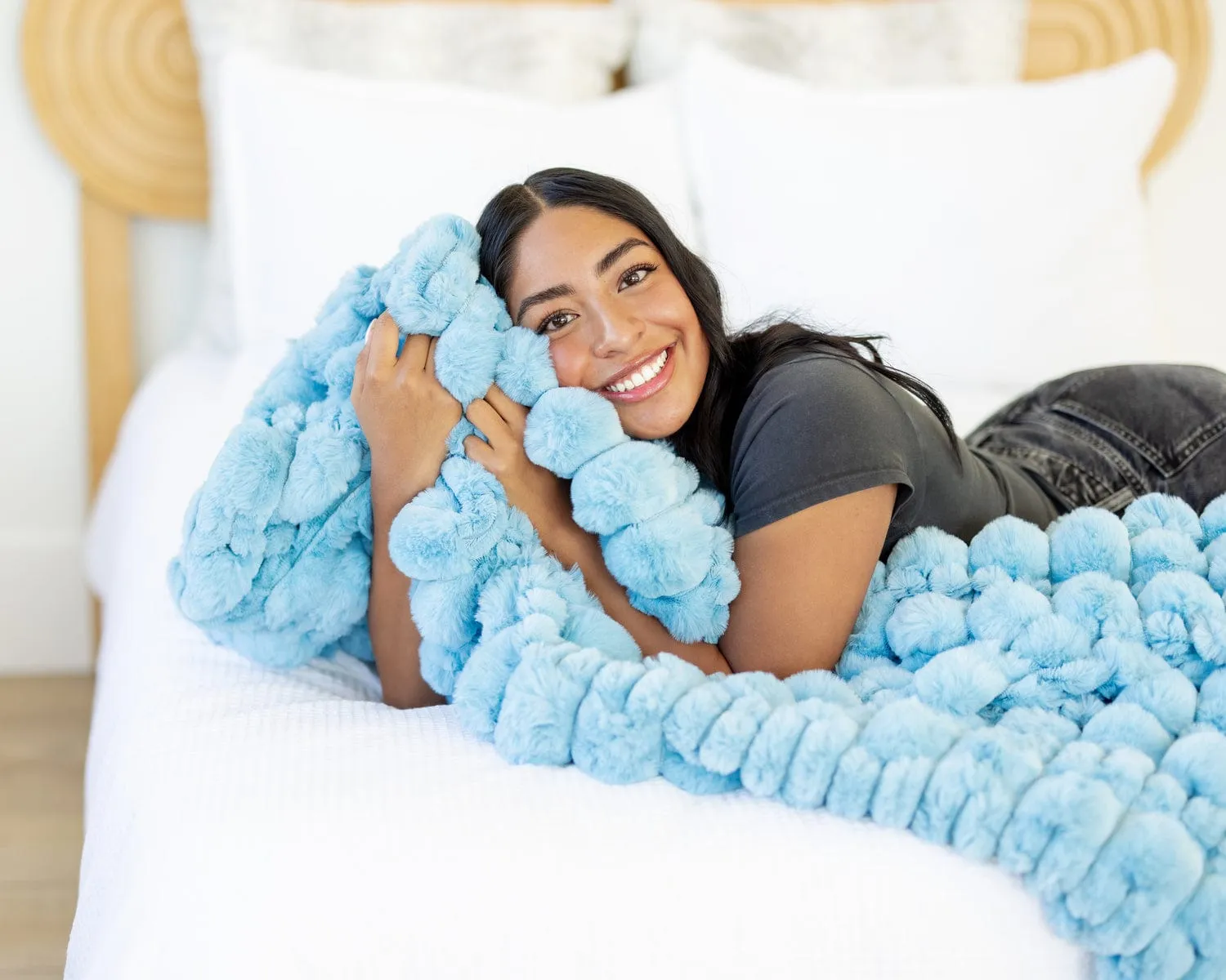 Bouncing Bubbles Robin Egg Blue Blanket