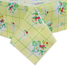 Bows and Bouquets Yellow Oilcloth Tablecloths