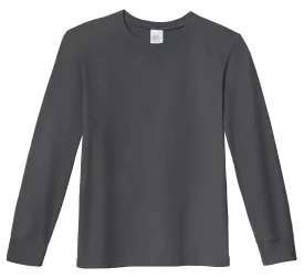 Boys Soft 100% Cotton Medium-Weight Long Sleeve Tee With Cuffs| Charcoal