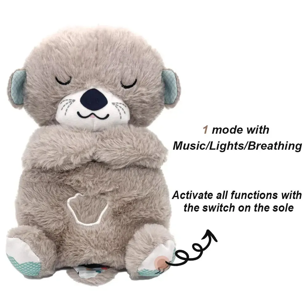 Breathing Bear Baby Soothing Otter Plush Doll Toy Baby Kids Soothing Music Baby Sleeping Companion Sound and Light Doll Toy Gift