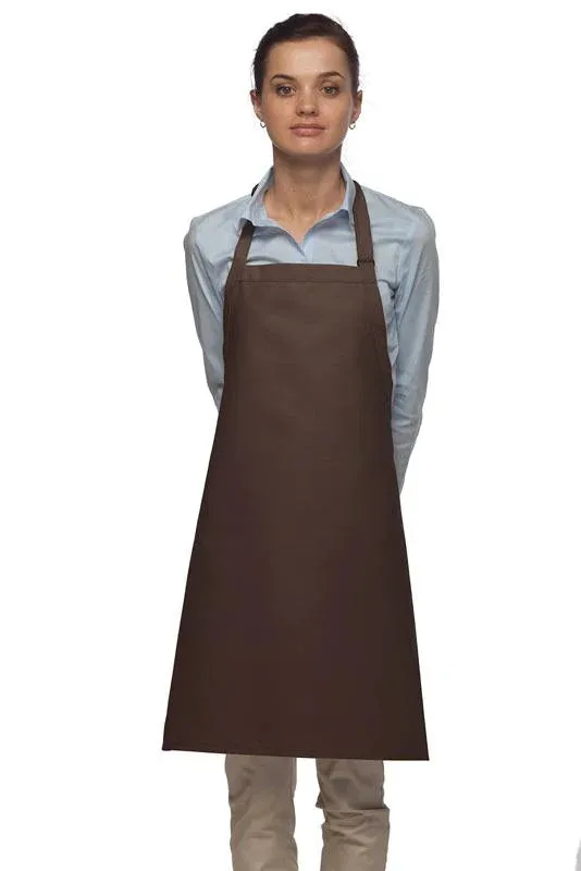 Brown Deluxe Bib Adjustable Apron (No Pockets)