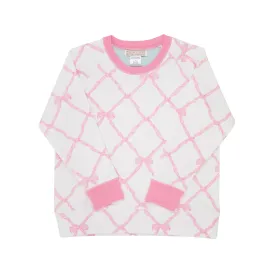 Cassidy Comfy Crewneck - Belle Meade Bow with Hamptons Hot Pink