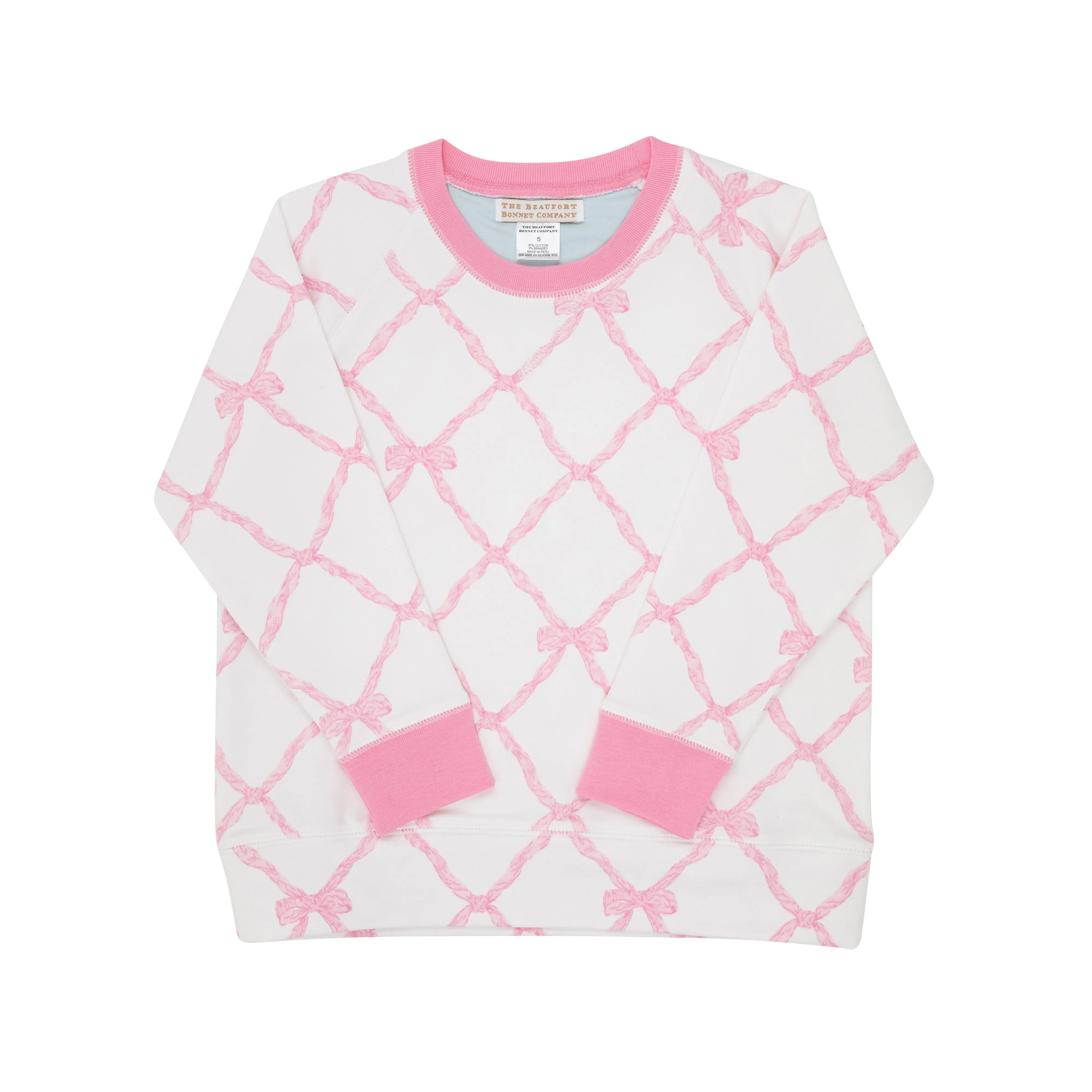 Cassidy Comfy Crewneck - Belle Meade Bow with Hamptons Hot Pink