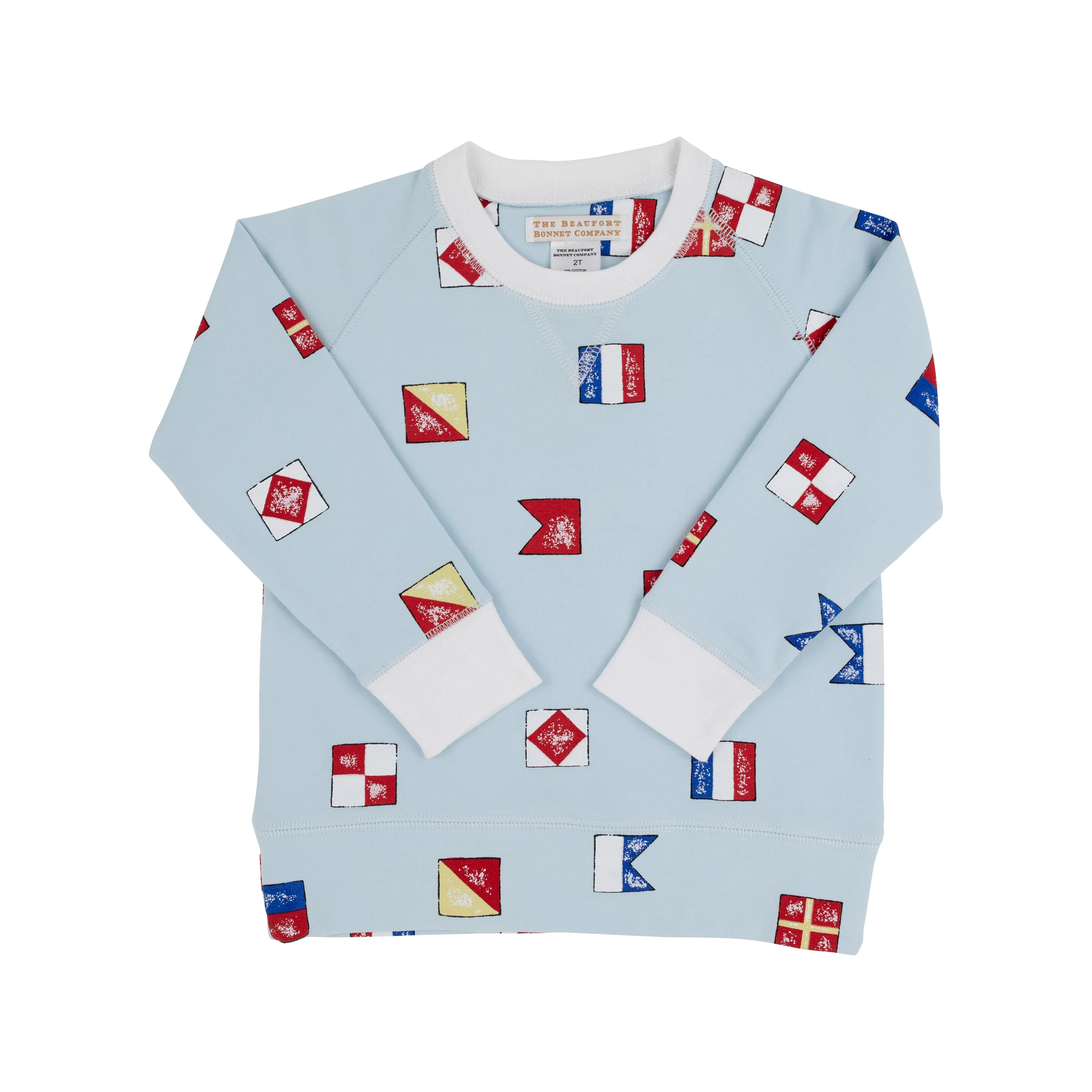 Cassidy Comfy Crewneck (Unisex) - New Street Nautical Flags with Worth Avenue White