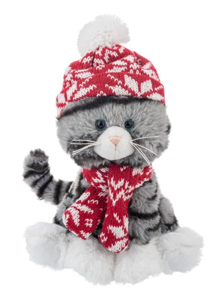 Christmas Kittens with Red Snowflake Hat & Scarf - Black, Grey or Tan