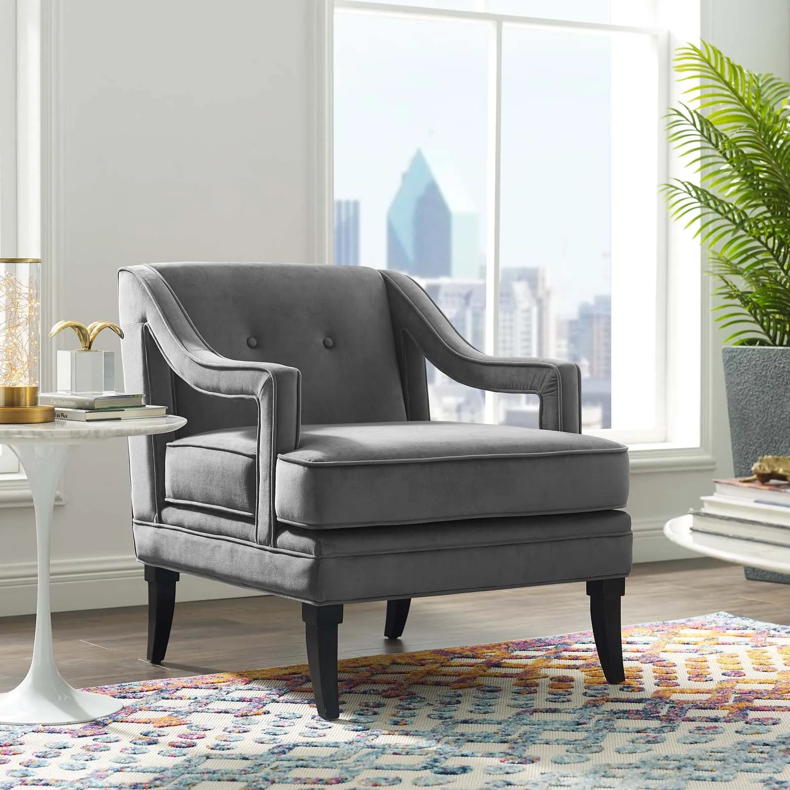 Concur Button Tufted Performance Velvet Armchair by Modway