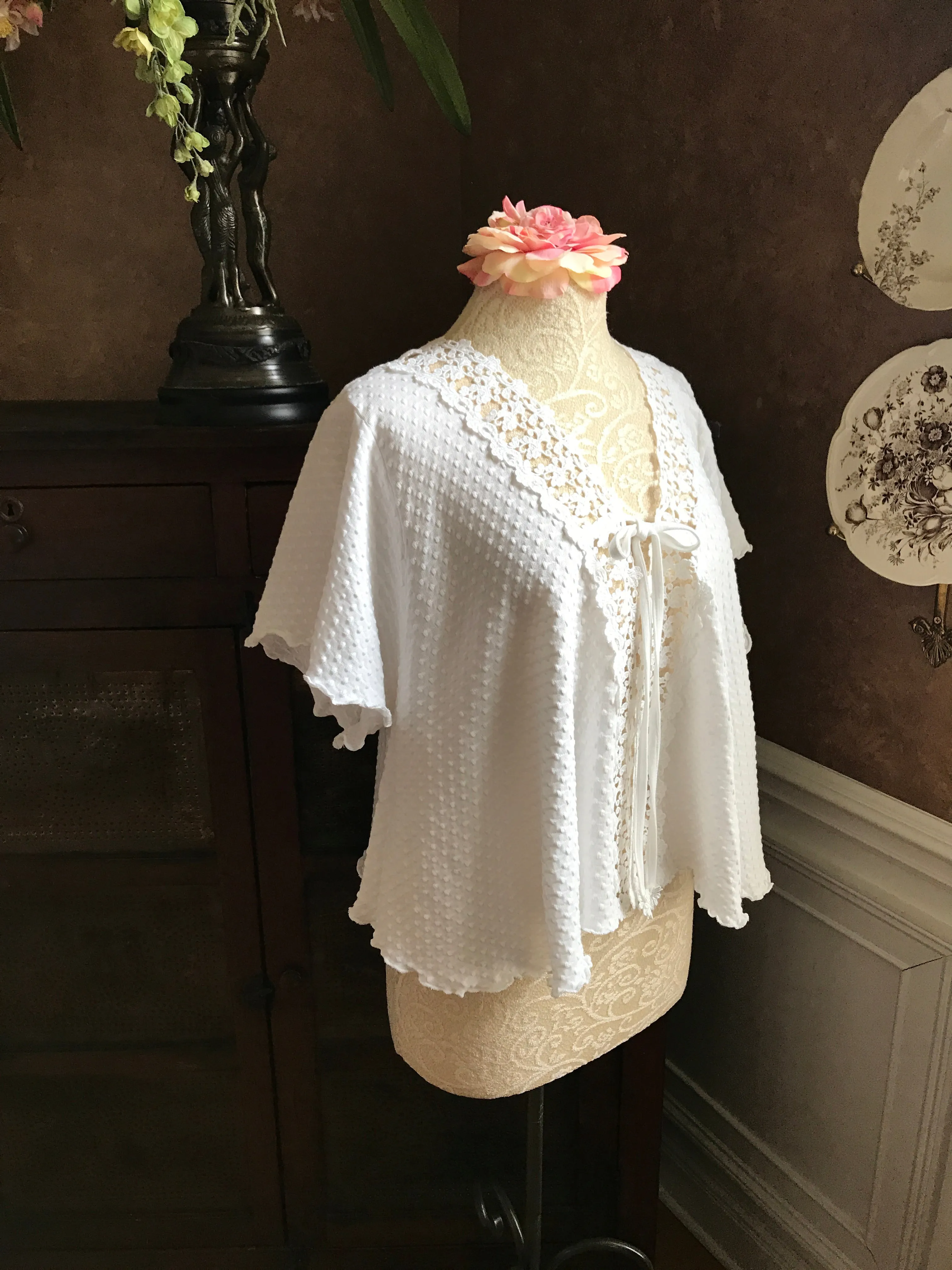 Cotton Bed Jacket Venise Lace Simple Pleasures Couture