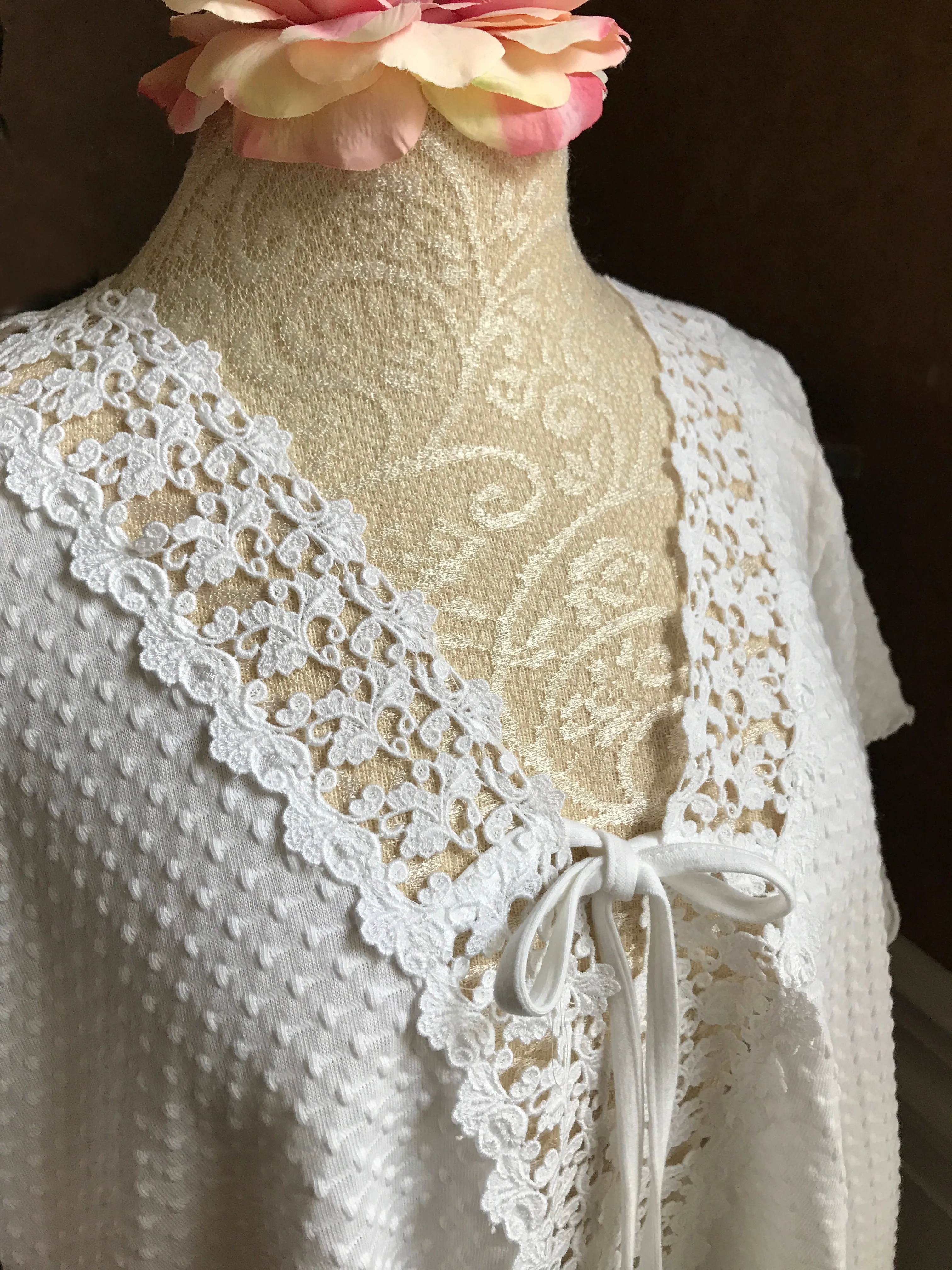 Cotton Bed Jacket Venise Lace Simple Pleasures Couture