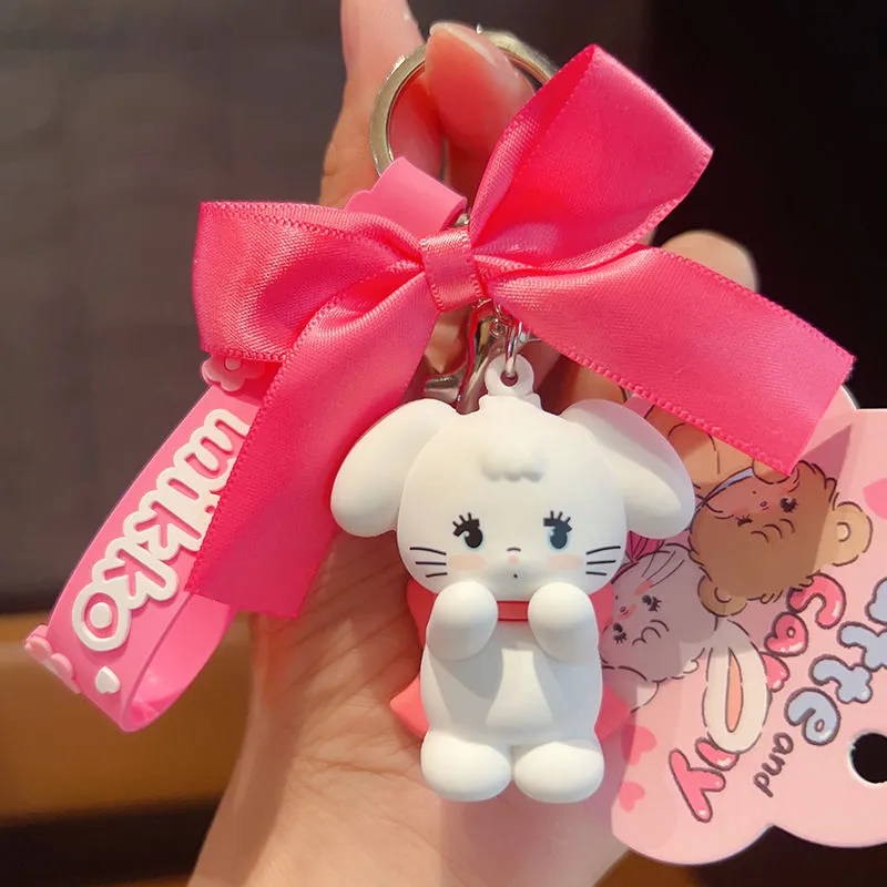 Cute Anime Mikko Bowknot Cat Keychain