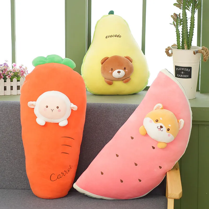 Cute Banana Carrot Fruit Plush Pillow