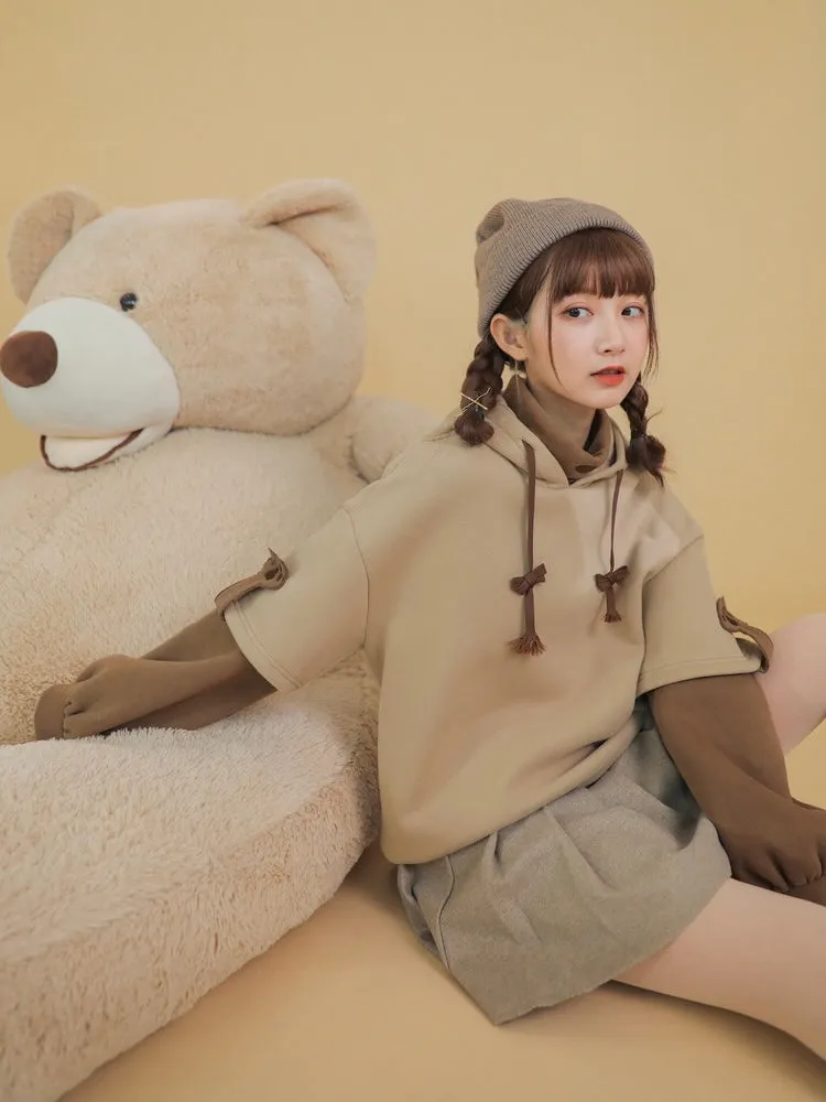 Cute Brown Bear Intimate Two-Piece Hoodie with Detachable Bum Bag