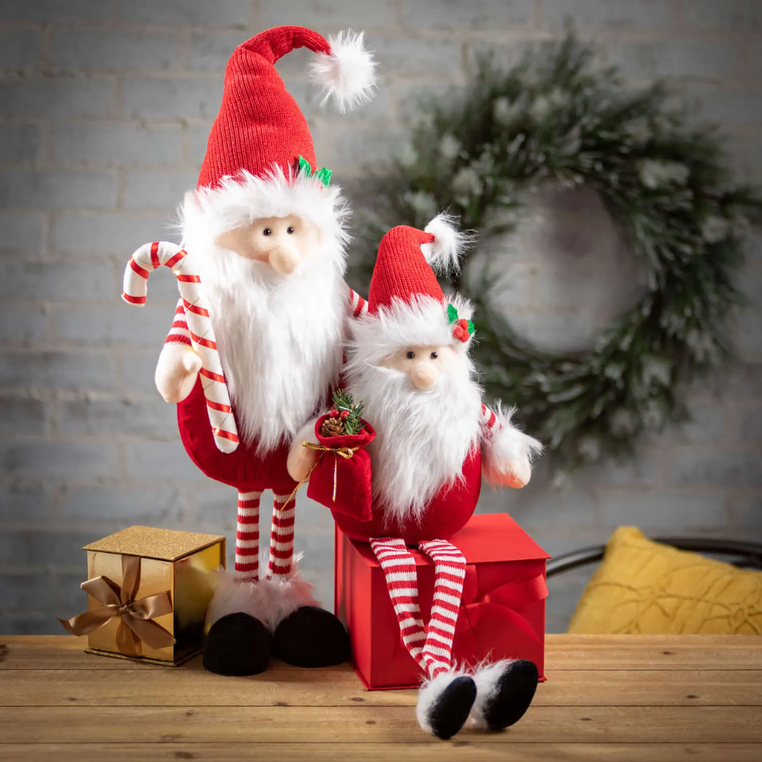 Dangling Legged Plush Santa