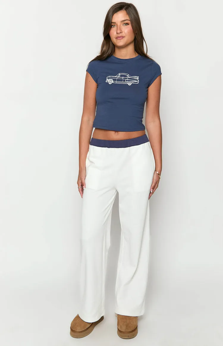 Dania Cream And Navy Contrast Track Pants