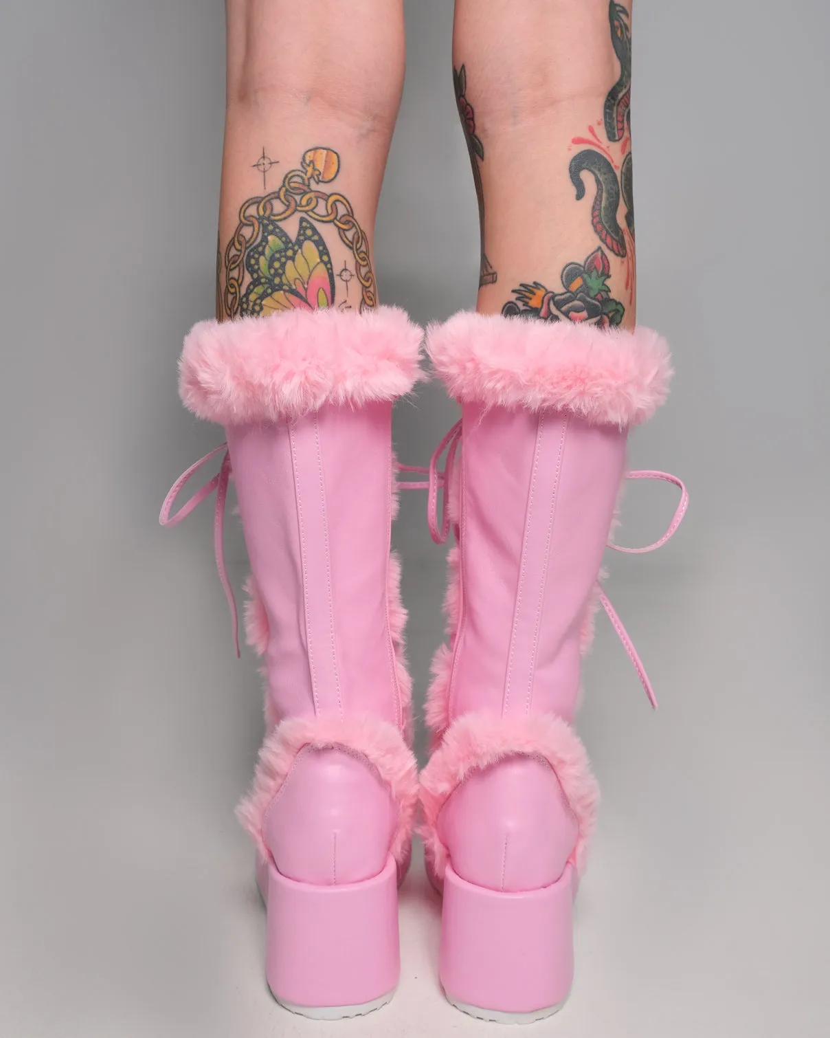 Demonia Pink Winter Solstice Faux Fur Boots