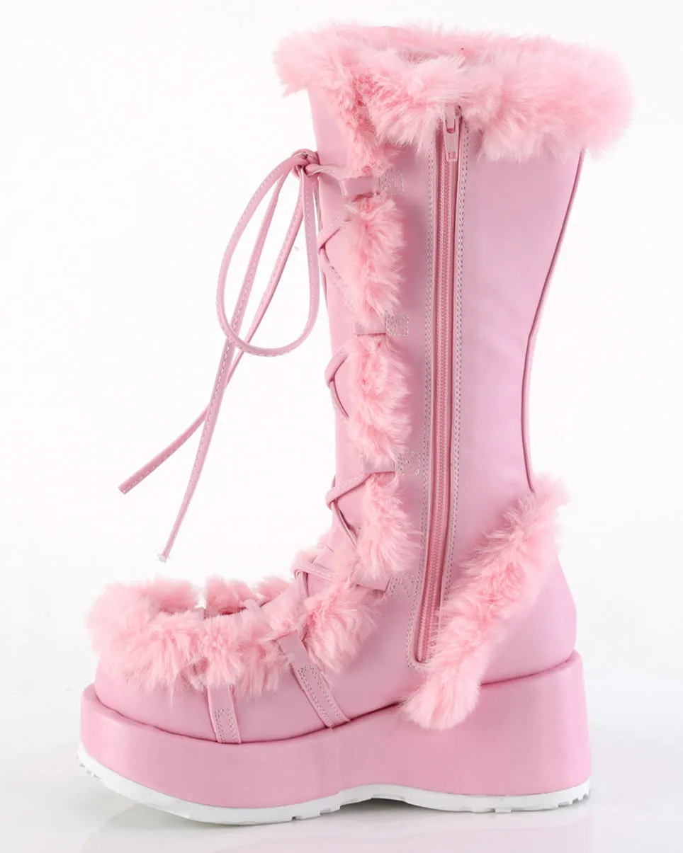 Demonia Pink Winter Solstice Faux Fur Boots