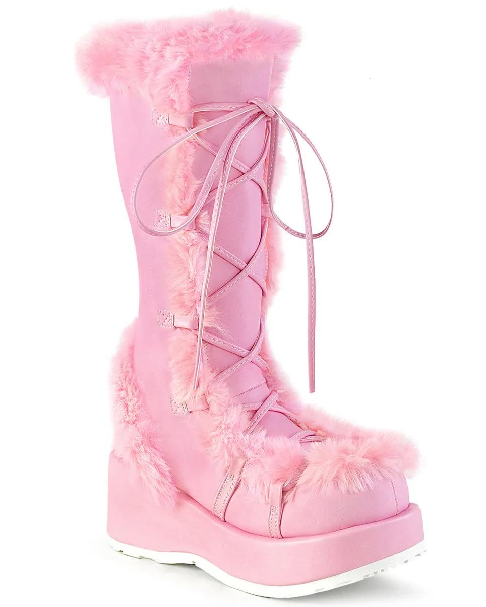 Demonia Pink Winter Solstice Faux Fur Boots