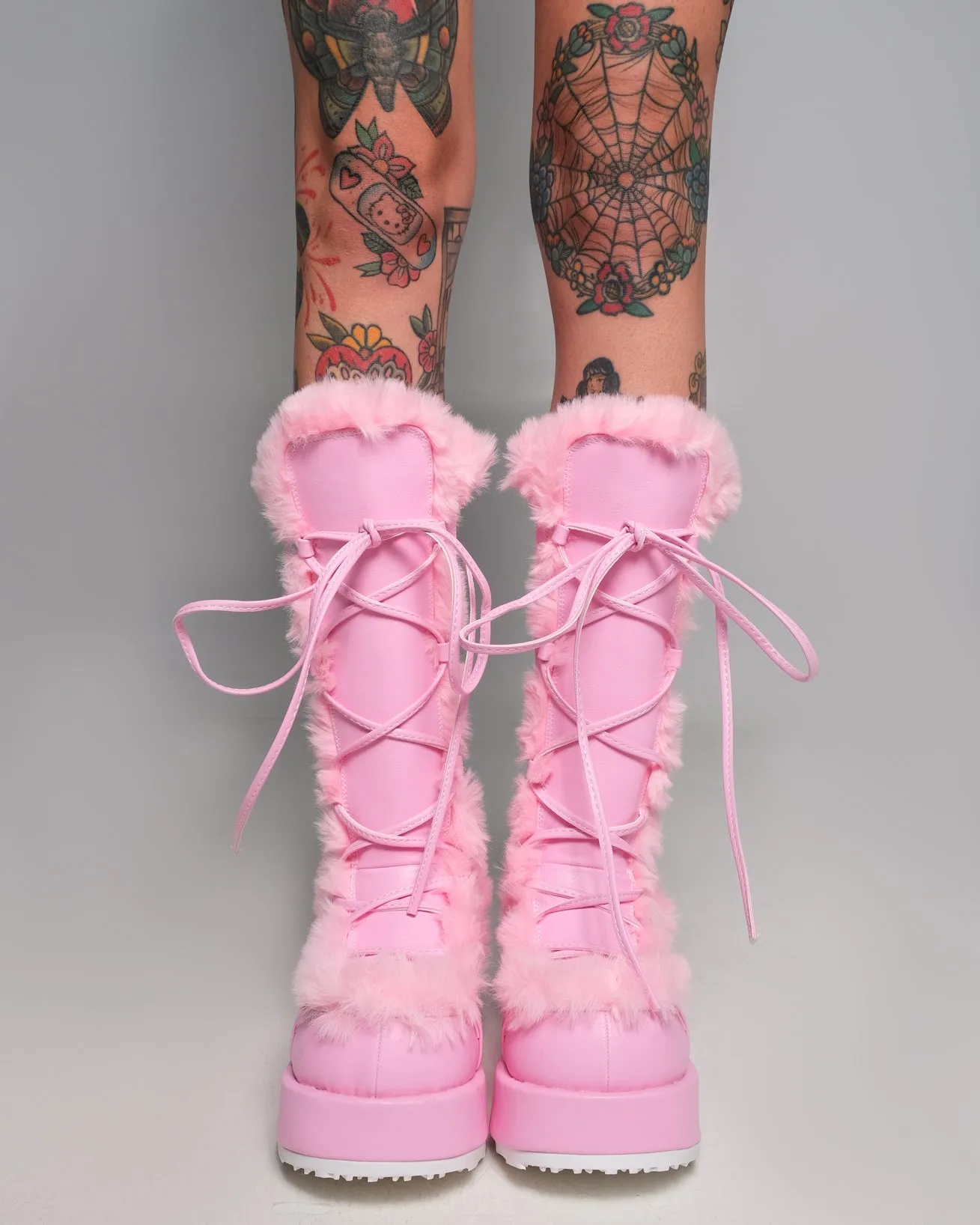 Demonia Pink Winter Solstice Faux Fur Boots