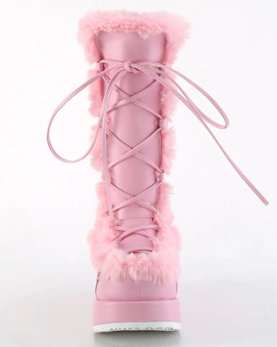 Demonia Pink Winter Solstice Faux Fur Boots