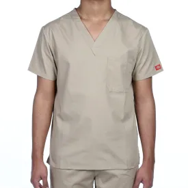 Dickies Unisex V-Neck One Pocket Scrub Top - Khaki