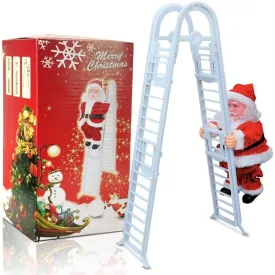 Electric Climbing Ladder Rope Santa Claus Doll Christmas Figurine Ornament Santa Climbing Ladder to Tree