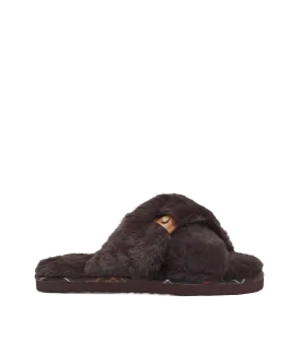 Eliza Cross Over Slippers - Brown