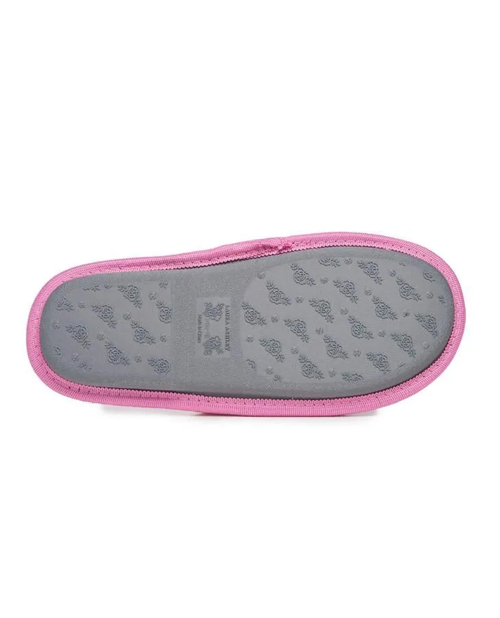 Embroidered Dot Magenta Slipper with Bow