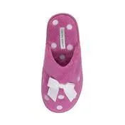 Embroidered Dot Magenta Slipper with Bow