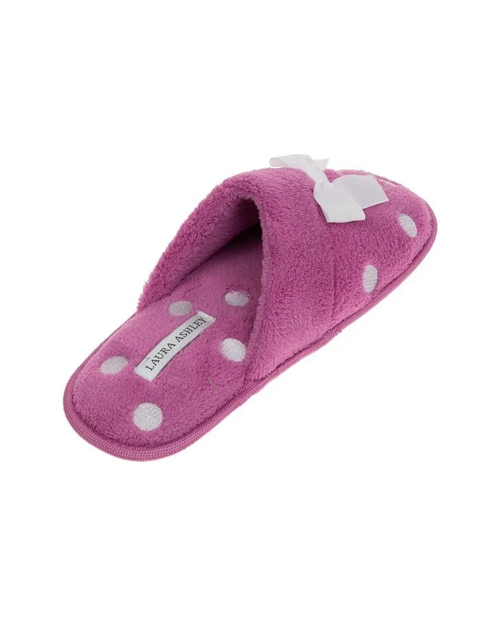 Embroidered Dot Magenta Slipper with Bow