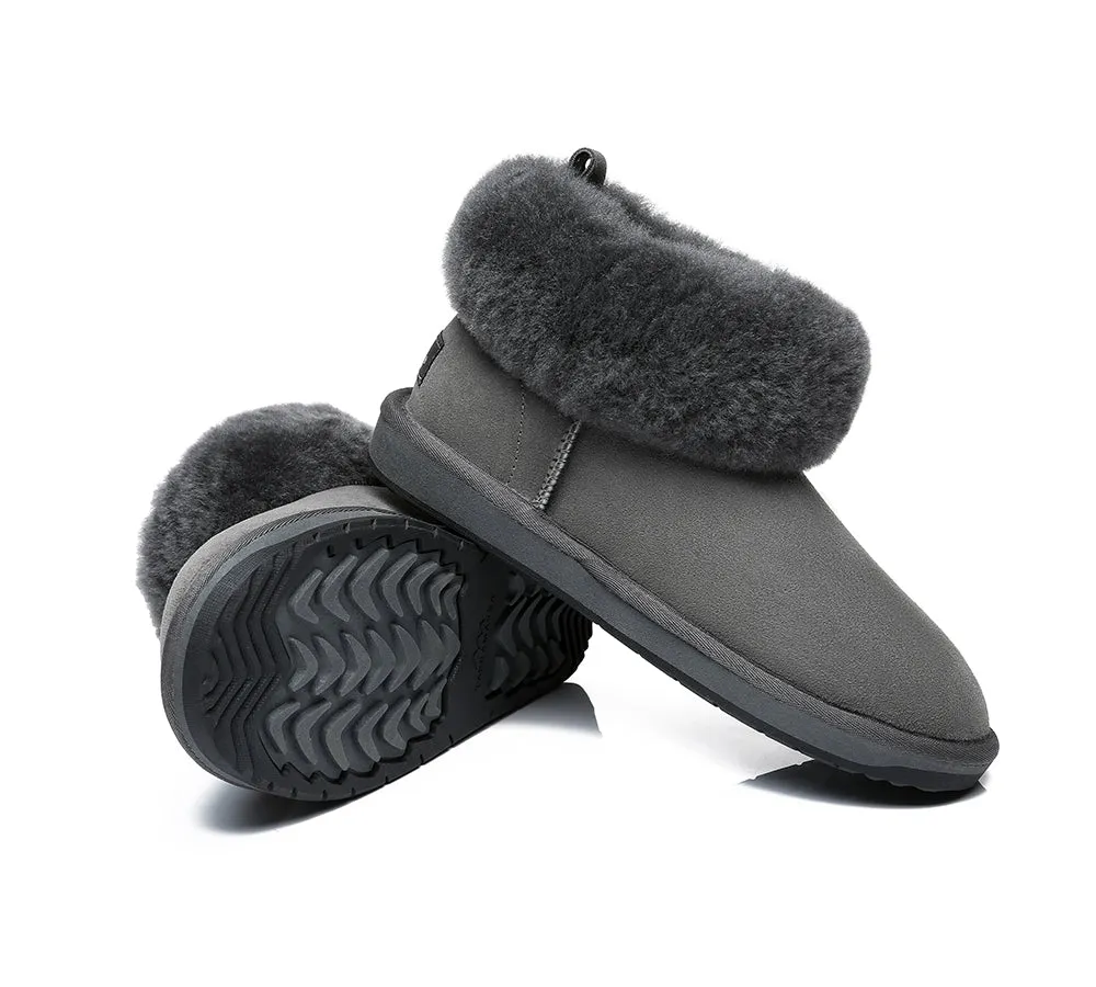 Emmy Women Sheepskin Slippers Fluffy Collar