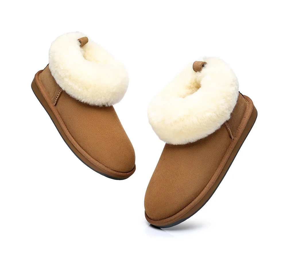 Emmy Women Sheepskin Slippers Fluffy Collar