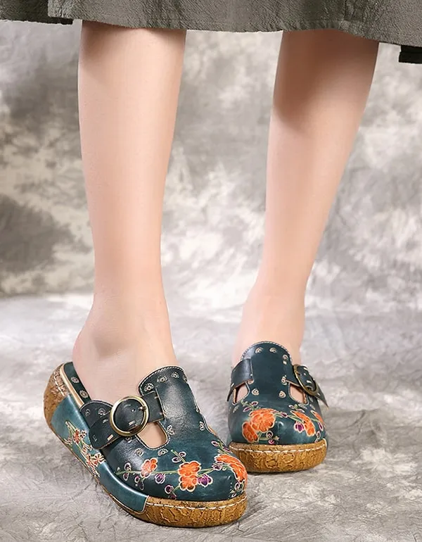 Ethnic Style Printed Flower Summer Slippers