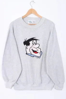 Fred Flintstone Embroidered Grey Marle Sweatshirt (L)