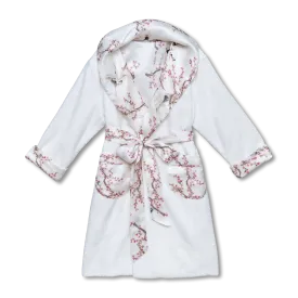 GAIA - GIRLS TERRY DRESSING GOWN IVORY BIRDS WITH SILK LINING