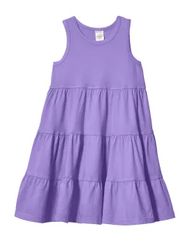 Girls Soft Cotton Jersey Tiered Tank Dress | Deep Purple