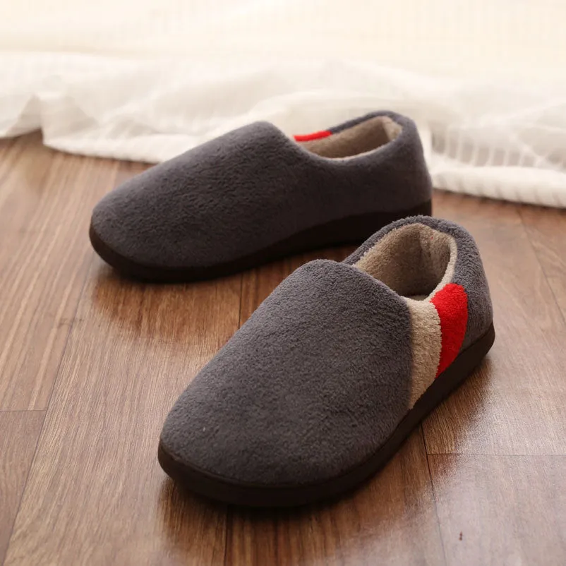 Groovywish Men Short Plush Winter Slippers Comfy Casual Home Footwear