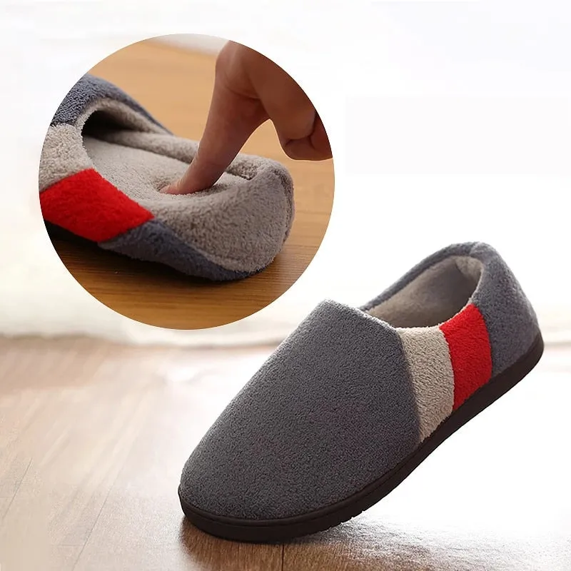 Groovywish Men Short Plush Winter Slippers Comfy Casual Home Footwear