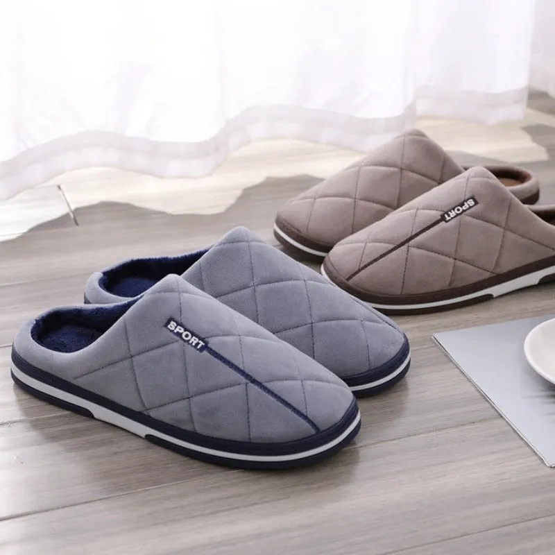 Groovywish Short Plush Men Winter Slippers Big Size Family Shoes