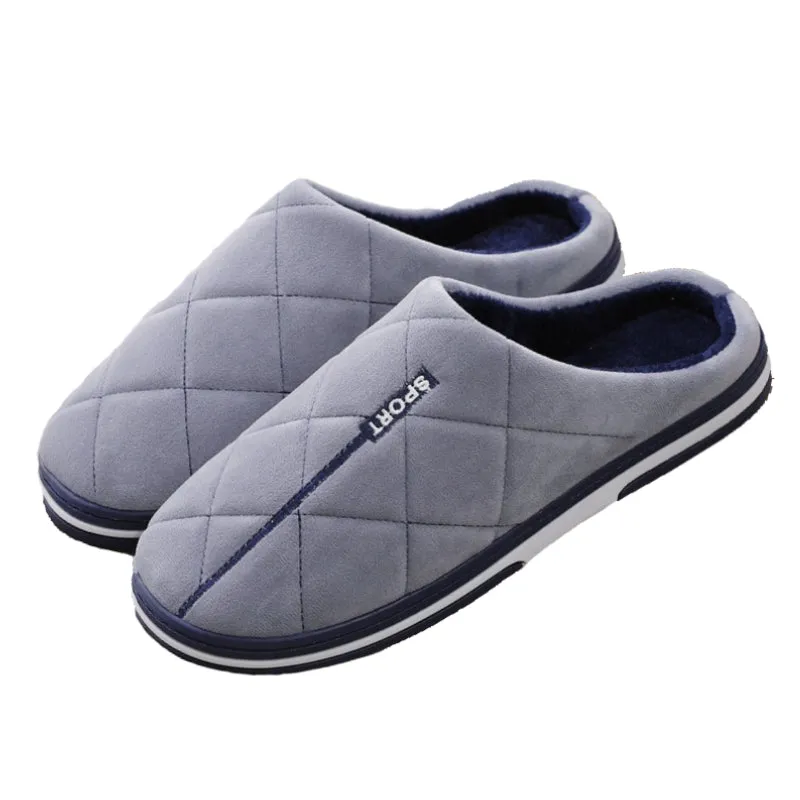 Groovywish Short Plush Men Winter Slippers Big Size Family Shoes