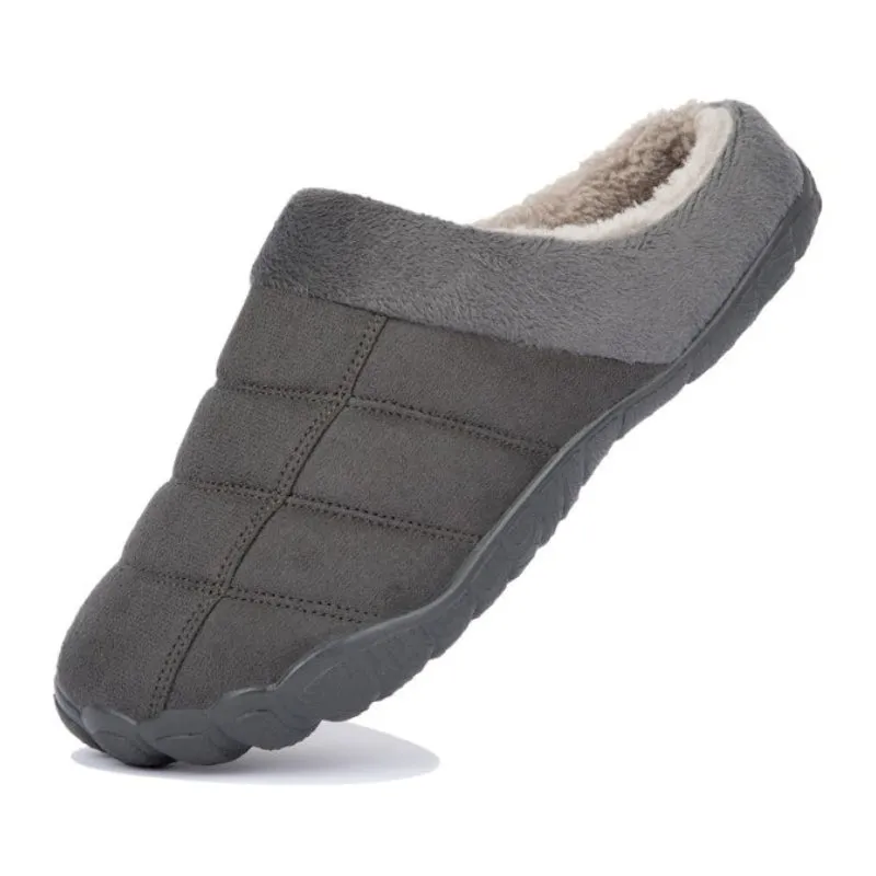 Groovywish Winter Fur Slippers For Men Suede Interior Shoes