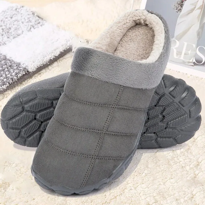 Groovywish Winter Fur Slippers For Men Suede Interior Shoes