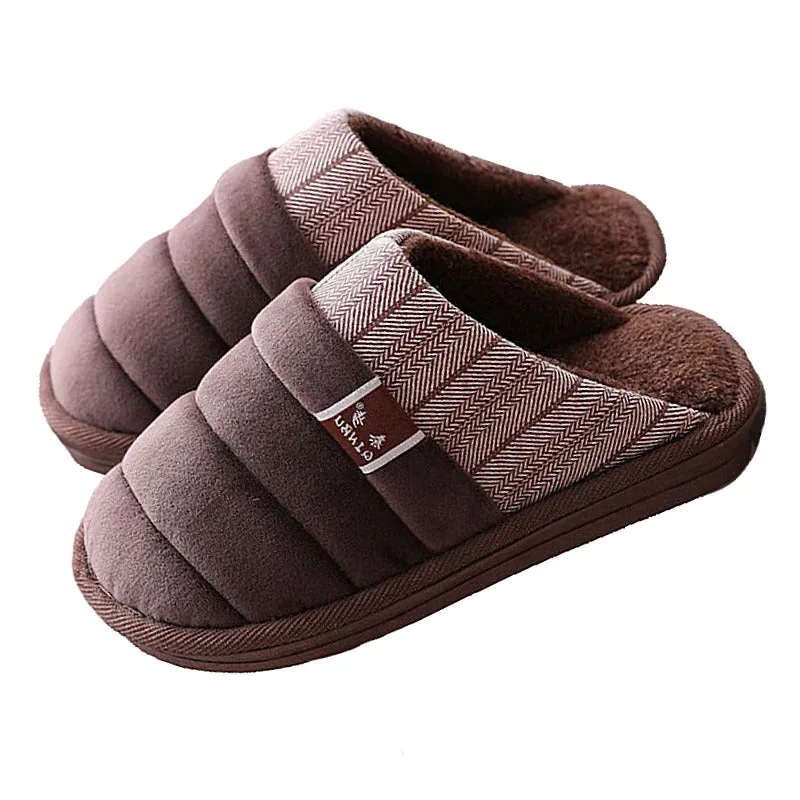 Groovywish Winter Men Home Slippers Round Toe Smooth Fur