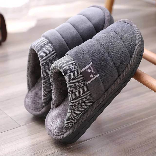 Groovywish Winter Men Home Slippers Round Toe Smooth Fur