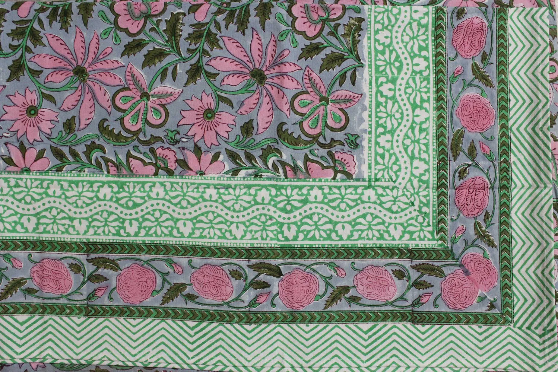 Hand Block Print India Table Cloth 60 x 90 Inches 100% Cotton Table Cover Floral Print