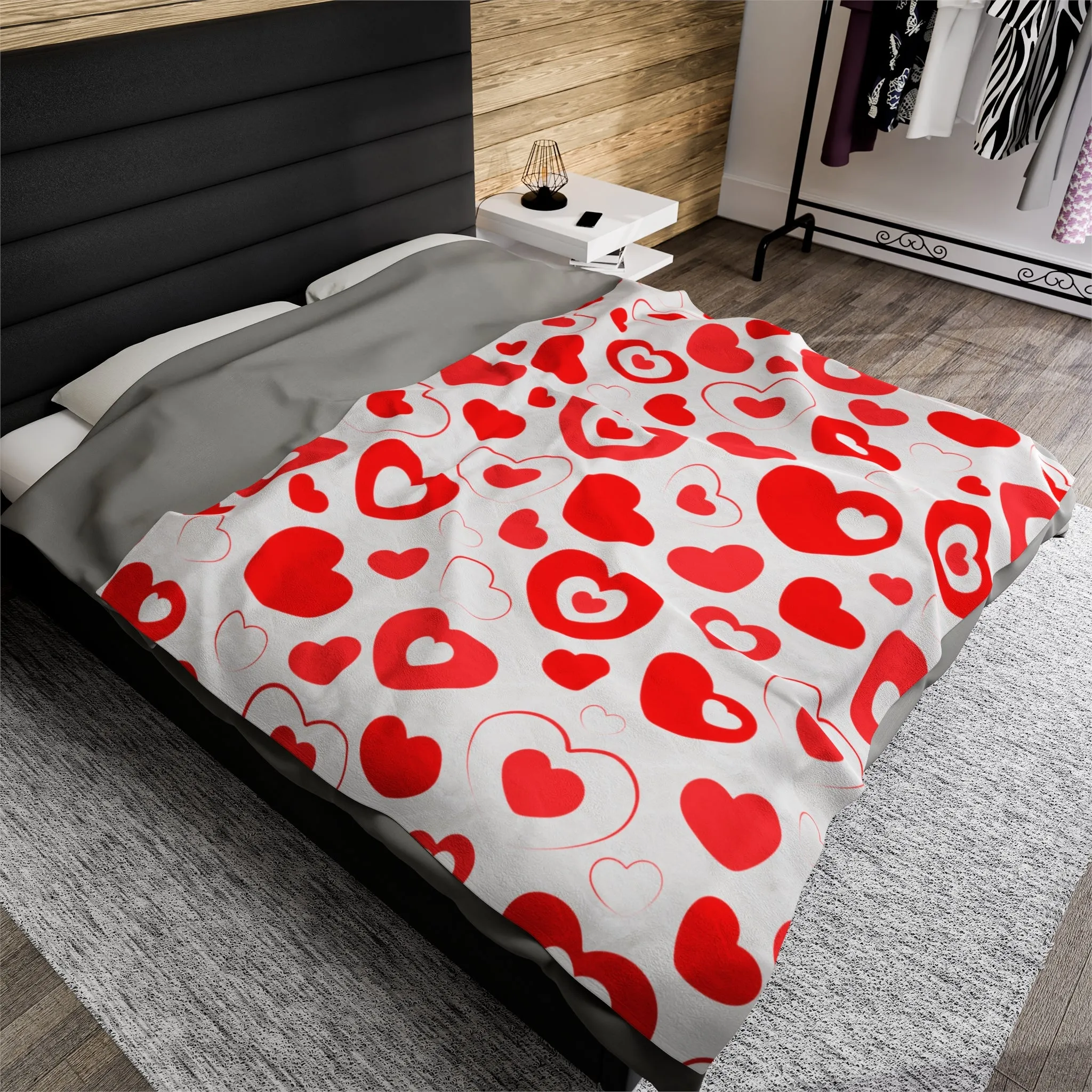 Hearts in Hearts Velveteen Plush Blanket